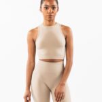 Clothing IE Alphalete Women Stratus Crop Tank Linen Brown 2L4400172