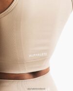 Clothing IE Alphalete Women Stratus Crop Tank Linen Brown 2L4400172 - Image 5