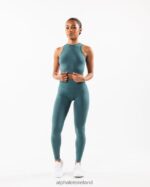 Clothing IE Alphalete Women Stratus Crop Tank Ocean Blue 2L4400174 - Image 2