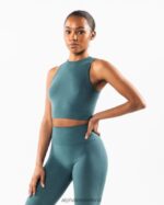 Clothing IE Alphalete Women Stratus Crop Tank Ocean Blue 2L4400174 - Image 3