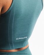Clothing IE Alphalete Women Stratus Crop Tank Ocean Blue 2L4400174 - Image 5