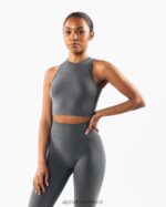 Clothing IE Alphalete Women Stratus Crop Tank Smoke Grey 2L4400175 - Image 3