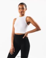 Clothing IE Alphalete Women Stratus Crop Tank White 2L4400170 - Image 3