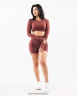 Clothing IE Alphalete Women Stratus LS Crop Autumn Red 2L4400254 - Image 2