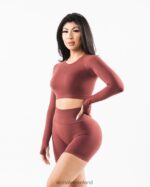 Clothing IE Alphalete Women Stratus LS Crop Autumn Red 2L4400254 - Image 3