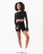 Clothing IE Alphalete Women Stratus LS Crop Black 2L4400259 - Image 2