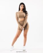 Clothing IE Alphalete Women Stratus LS Crop Chai Brown 2L4400255 - Image 2