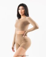 Clothing IE Alphalete Women Stratus LS Crop Chai Brown 2L4400255 - Image 3