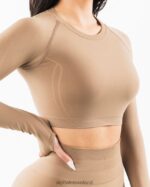 Clothing IE Alphalete Women Stratus LS Crop Chai Brown 2L4400255 - Image 5