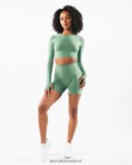 Clothing IE Alphalete Women Stratus LS Crop Jade Green 2L4400248 - Image 2