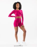 Clothing IE Alphalete Women Stratus LS Crop Magenta Pink 2L4400249 - Image 2