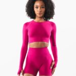Clothing IE Alphalete Women Stratus LS Crop Magenta Pink 2L4400249