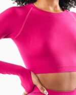 Clothing IE Alphalete Women Stratus LS Crop Magenta Pink 2L4400249 - Image 5