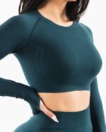 Clothing IE Alphalete Women Stratus LS Crop Midnight Blue 2L4400257 - Image 5