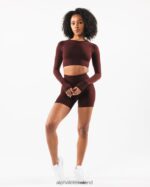 Clothing IE Alphalete Women Stratus LS Crop Sangria Red 2L4400252 - Image 2