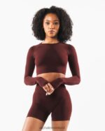 Clothing IE Alphalete Women Stratus LS Crop Sangria Red 2L4400252