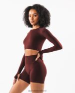 Clothing IE Alphalete Women Stratus LS Crop Sangria Red 2L4400252 - Image 3
