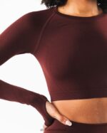 Clothing IE Alphalete Women Stratus LS Crop Sangria Red 2L4400252 - Image 5