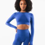 Clothing IE Alphalete Women Stratus LS Crop Sapphire Blue 2L4400251