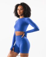 Clothing IE Alphalete Women Stratus LS Crop Sapphire Blue 2L4400251 - Image 3