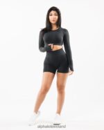 Clothing IE Alphalete Women Stratus LS Crop Shadow Grey 2L4400258 - Image 2