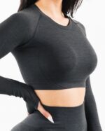 Clothing IE Alphalete Women Stratus LS Crop Shadow Grey 2L4400258 - Image 5