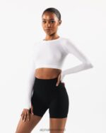Clothing IE Alphalete Women Stratus LS Crop White 2L4400253 - Image 3