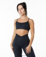 Clothing IE Alphalete Women Surface Limitless Bra Pebble Print Black 2L4400152