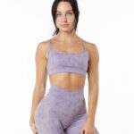 Clothing IE Alphalete Women Surface Limitless Bra Pebble Print Misty Lilac Purple 2L4400150