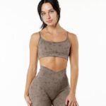 Clothing IE Alphalete Women Surface Limitless Bra Pebble Print Mocha Brown 2L4400149