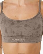 Clothing IE Alphalete Women Surface Limitless Bra Pebble Print Mocha Brown 2L4400149 - Image 4
