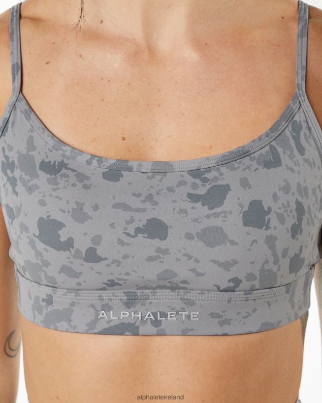 Clothing IE Alphalete Women Surface Limitless Bra Pebble Print Stone Grey 2L4400148 - Image 4