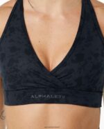 Clothing IE Alphalete Women Surface Wrap Bra Pebble Print Black 2L4400158 - Image 4