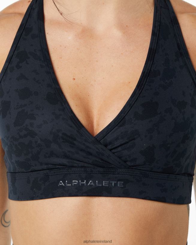 Clothing IE Alphalete Women Surface Wrap Bra Pebble Print Black 2L4400158 - Image 4