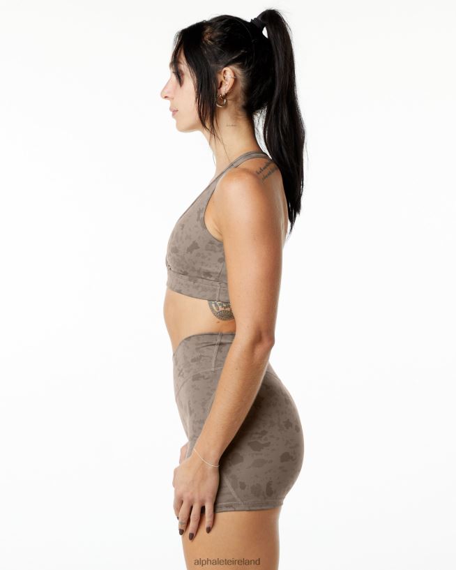 Clothing IE Alphalete Women Surface Wrap Bra Pebble Print Mocha Brown 2L4400155 - Image 3