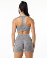 Clothing IE Alphalete Women Surface Wrap Bra Pebble Print Stone Grey 2L4400154 - Image 2
