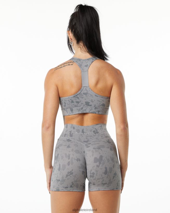 Clothing IE Alphalete Women Surface Wrap Bra Pebble Print Stone Grey 2L4400154 - Image 2