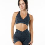 Clothing IE Alphalete Women Surface Wrap Bra Pebble Print Whale Blue 2L4400157