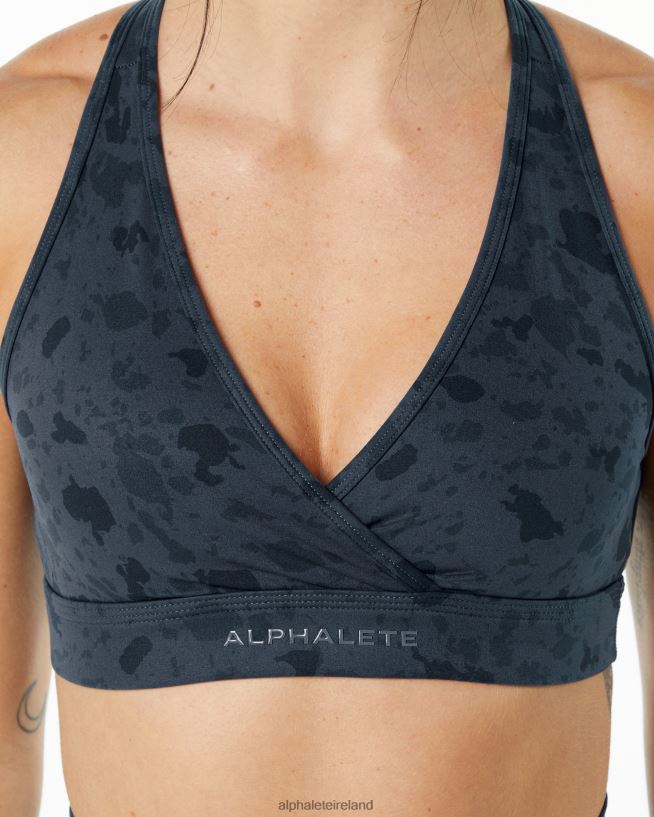 Clothing IE Alphalete Women Surface Wrap Bra Pebble Print Whale Blue 2L4400157 - Image 4