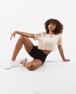 Clothing IE Alphalete Women Wolf Head Airtech SS Crop Beige Brown 2L4400203 - Image 2