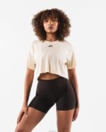 Clothing IE Alphalete Women Wolf Head Airtech SS Crop Beige Brown 2L4400203