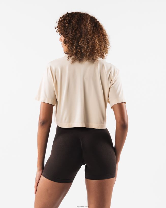 Clothing IE Alphalete Women Wolf Head Airtech SS Crop Beige Brown 2L4400203 - Image 4