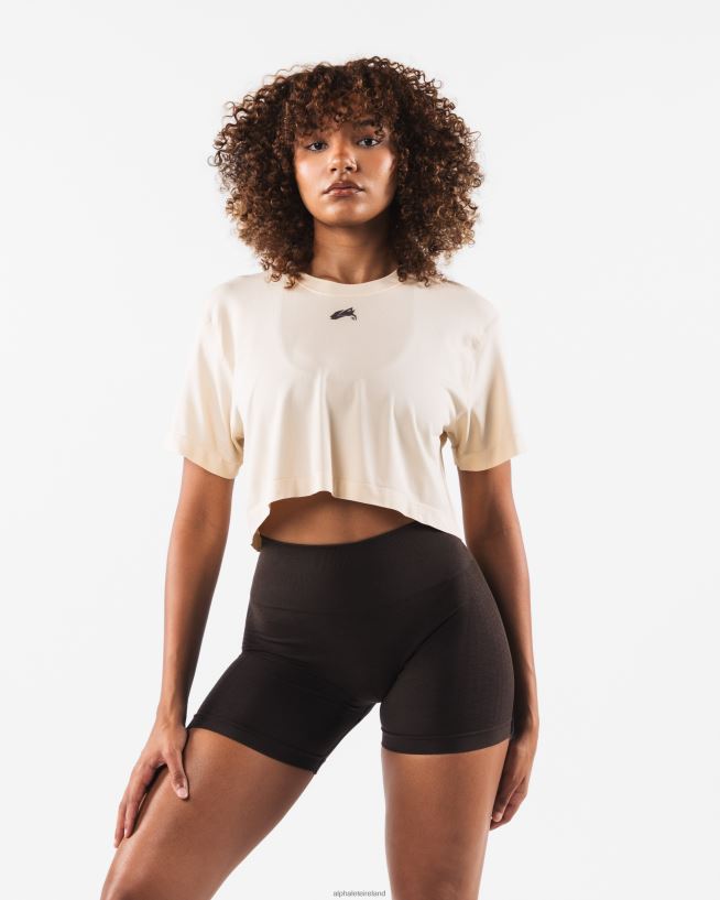 Clothing IE Alphalete Women Wolf Head Airtech SS Crop Beige Brown 2L4400203 - Image 1