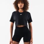 Clothing IE Alphalete Women Wolf Head Airtech SS Crop Black 2L4400211
