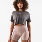 Clothing IE Alphalete Women Wolf Head Airtech SS Crop Dusty Concrete Grey 2L4400208