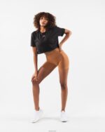 Clothing IE Alphalete Women Wolf Head Airtech SS Crop Pebble Brown 2L4400209 - Image 2