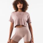 Clothing IE Alphalete Women Wolf Head Airtech SS Crop Porcelain Brown 2L4400206